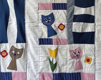 Baby Quilt Katzen und Blumen