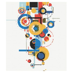 Abstract Circles and Squares Cross Stitch Pattern, PDF Pattern, Modern Cross Stitch, Hand Embroidery, Modern Hoop Art image 1
