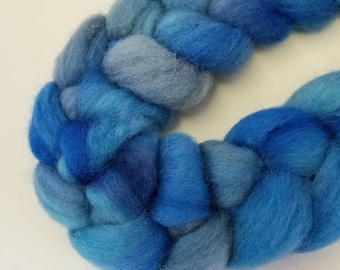 BFL Bluefaced Leicester wool top roving hand-dyed  BLUEBONNET 4 oz