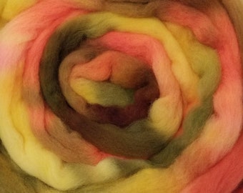 American RAMBOUILLET hand-dyed wool yop roving spinning fiber 4 oz MULLED CIDER