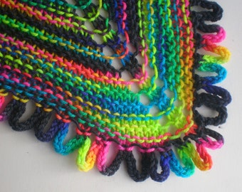 PATTERN Loop Edged Shawl Shawlette knit from fingering sock or handspun yarn