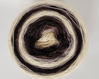 Gradient ombre hand-dyed pinnacle fingering sock yarn merino nylon EBONY & IVORY