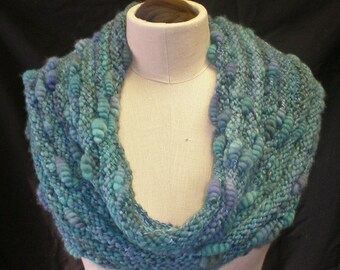 COWL PATTERN for handspun textured coiled art yarn Honeypot Cowl knitted