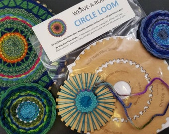 Circle Weaving Loom Weave-a-Round Kit two sizes DIY for woven hat and circular shapes