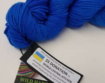 DK weight hand dyed pinnacle yarn superwash merino nylon TRUE BLUE 245 yds.  100 gr.