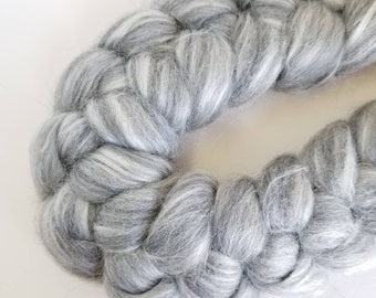 MERINO TUSSAH SILK blend top roving spinning fiber 'Foghorn' 4 oz