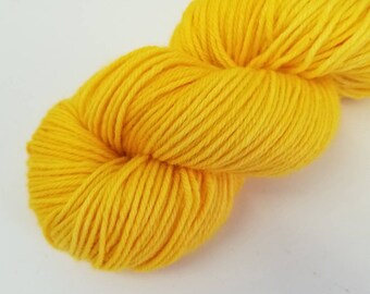 DK weight hand dyed pinnacle yarn superwash merino nylon GOLDEN YELLOW 245 yds.  100 gr.