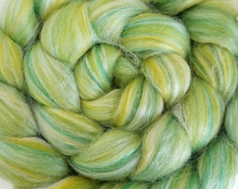 MERINO TUSSAH SILK blend top roving spinning fiber 'Sea Glass' 4 oz