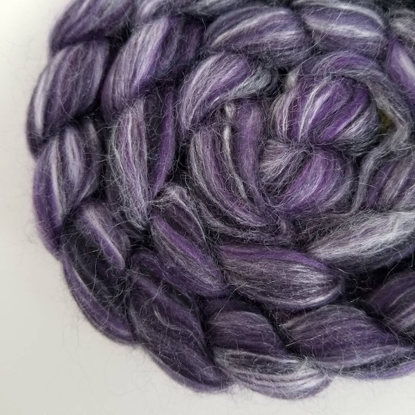 MERINO TUSSAH SILK blend top roving spinning fiber 'Urchin' 4 oz