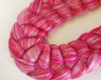 MERINO TUSSAH SILK blend top roving spinning fiber 'Summer Lovin' 4 oz