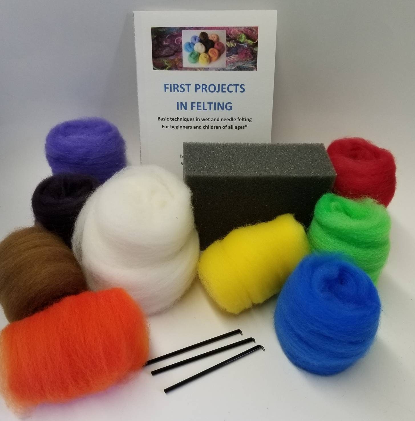 JUMBO FELTING KIT basic wet and needle felting for beginners 4 oz. ha…