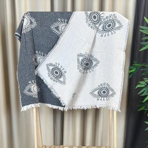 Turkish Beach Towel, Soft Cotton Towel, Peshtemal Towel, Bachelorette Favor, Quick Dry Towel, Turkish Bath Towel, Personalized, Evil Eye