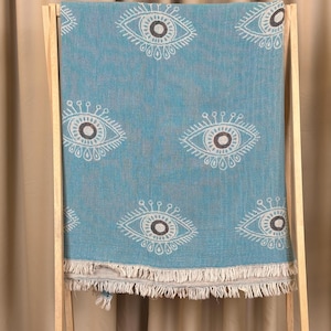 Turkish Beach Towel, Soft Cotton Towel, Peshtemal Towel, Bachelorette Favor, Quick Dry Towel, Turkish Bath Towel, Personalized, Evil Eye