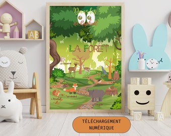 Poster mit Waldtieren für das Kinderzimmer
