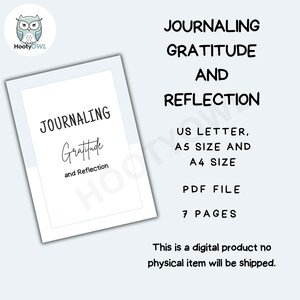 Diario de gratitud y reflexión, imprimible, tamaño carta de EE. UU., A4, A5, PDF