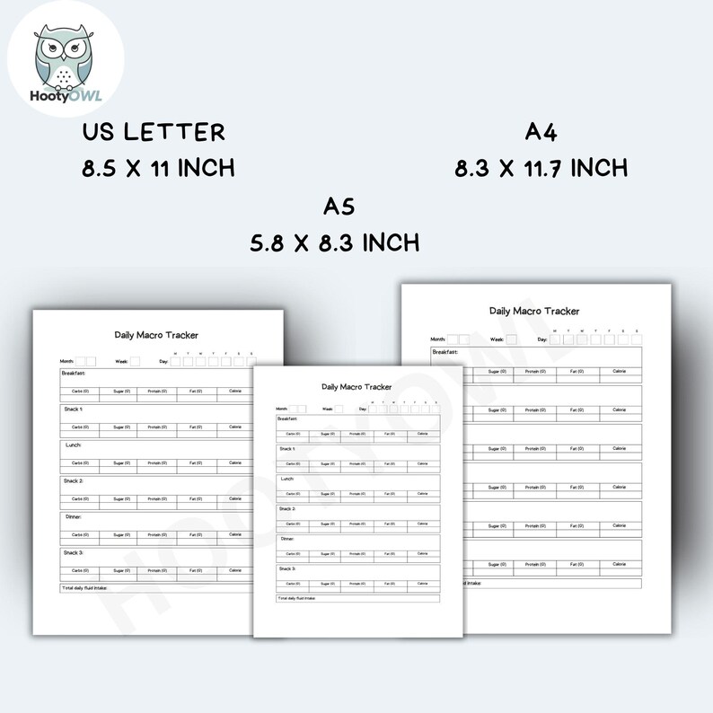 Daily Macro Tracker, Printable Macronutrient Log, Food Macro Tracker ...