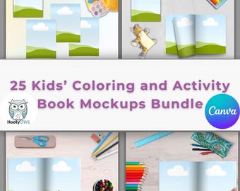 25 Children’s Coloring Book Mockup – Creative & Professional Book Presentation, Canva Editable Mockup Bundle