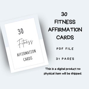 30 Cartões de Afirmação de Fitness, Cartões Motivacionais para Imprimir, Download Instantâneo em PDF