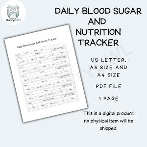 Registro diario de glucosa en sangre (PDF) / Registro de glucosa para el control de la diabetes (A4/A5/Carta EE. UU.)