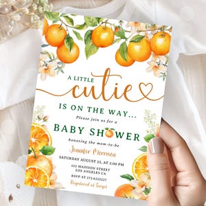 EDITABLE Little Cutie Baby Shower Invite,Orange Baby Shower Invitation,Clementine Tangerine Citrus Themed Template,Digital Download BSI150