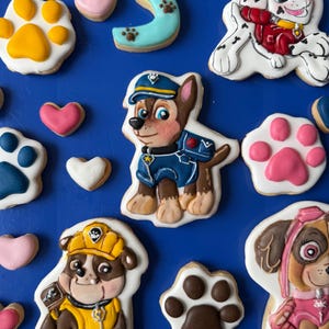 Biscotti di glassa reale personalizzati Paw Patrol – motivo desiderato, compleanno bambini, baby shower, battesimo, festa a tema, fatti a mano, individuali