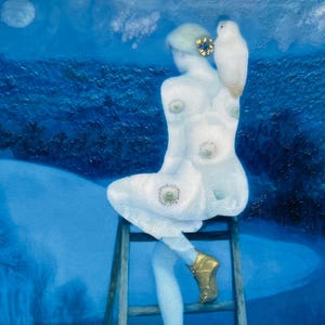 The Prevernal Watch of Renata and Bertrand - Owl Goddess Art Print | Surreal Encaustic Giclée