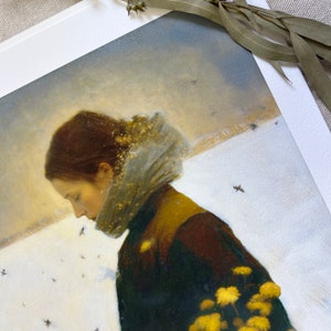 The Beekeeper’s Daughter | Giclèe Art Print | Dreamy | Snowy Landscape | Unique Wall Art | Inspiring | Encaustic Fine Art | Bees