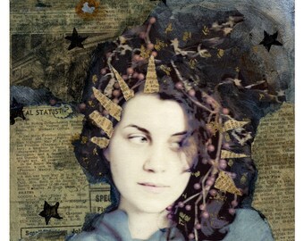 Urban Girl - Giclee Print | Collage Art | Mixed Media | Eclectic Art | Daydreaming | Unique Wall Art | Portrait of Young Woman