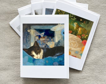 Série Gato - Conjunto de 7 cartões de visita de arte