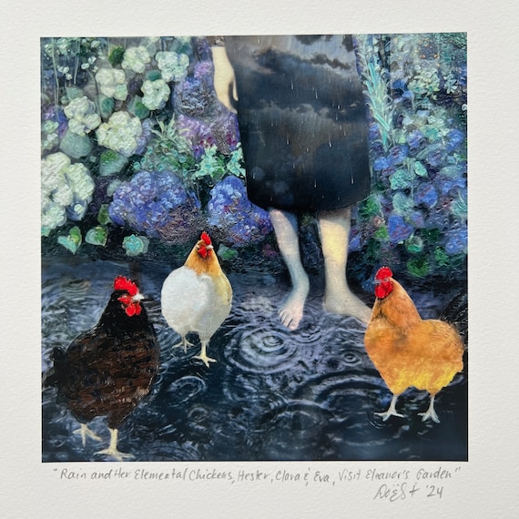Goddess of Rain Giclée Art Print: Magical Realism Garden Scene