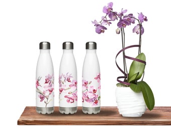 Orchideen-Wasserflasche aus Edelstahl