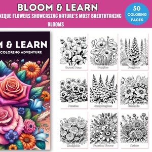 Flower Coloring Pages: Fun and Educational Flower Coloring Book by ColoringPageWorld | 50 Printable Digital Coloring Pages (PDF Download)