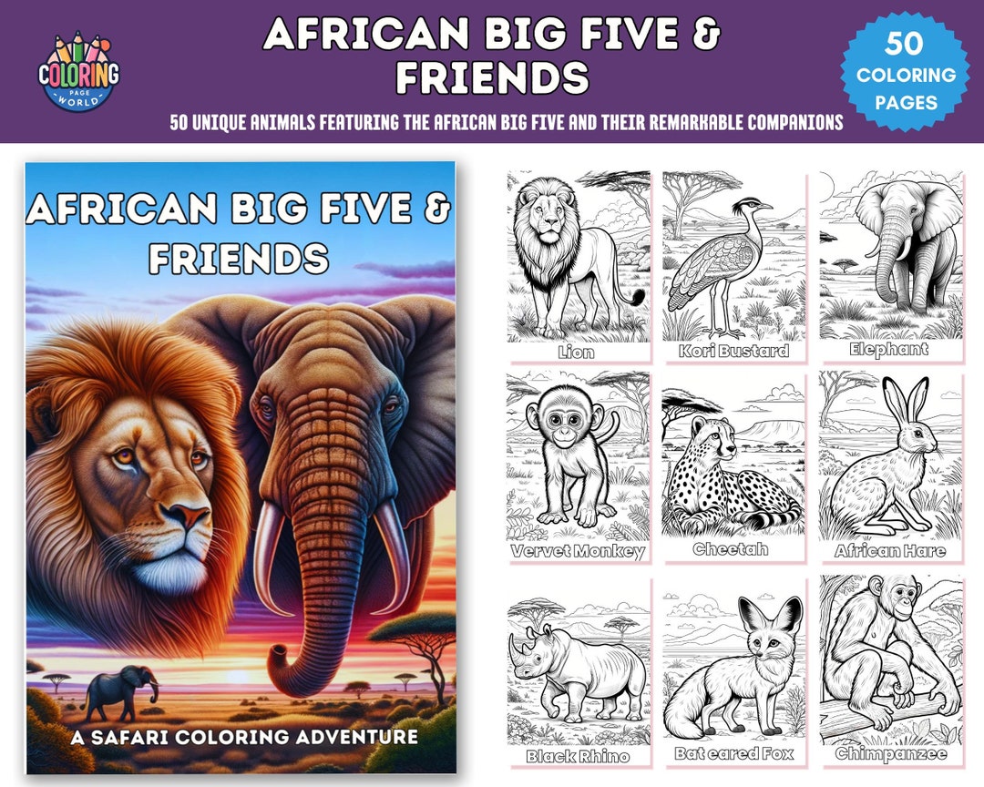 Animal Coloring Pages: Africa Big Five & Friends Coloring Book by ...