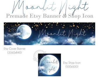 Night Sky Etsy Shop Set: Moon, Stars, Clouds (Digital Download)