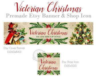 Victorian Christmas Shop Banner and Icon Set (Digital Download)