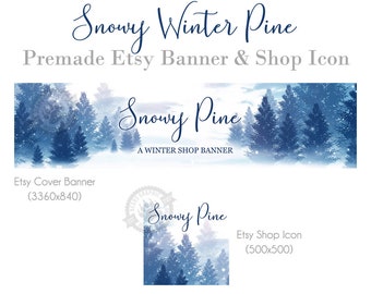 Winter Pine Etsy Shop Set, Banner and Icon (Digital Download)