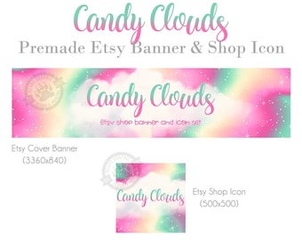 Cotton Candy Clouds Etsy Shop Banner Set (Digital Download)