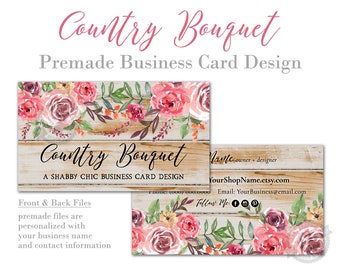 Rustic Barn Wood Business Card with Pink Roses (Digital or Printed)