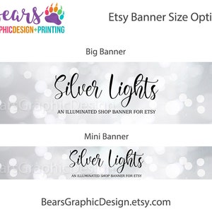 Silver Shop Banner and Icon Set for Etsy Stores with a Grey Bokeh Light Background and Script Font, Wedding Jewelry Photography Cover Photo image 2