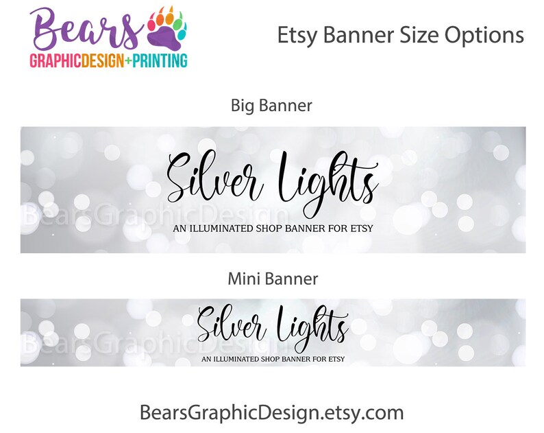 Silver Shop Banner and Icon Set for Etsy Stores with a Grey Bokeh Light Background and Script Font, Wedding Jewelry Photography Cover Photo image 2