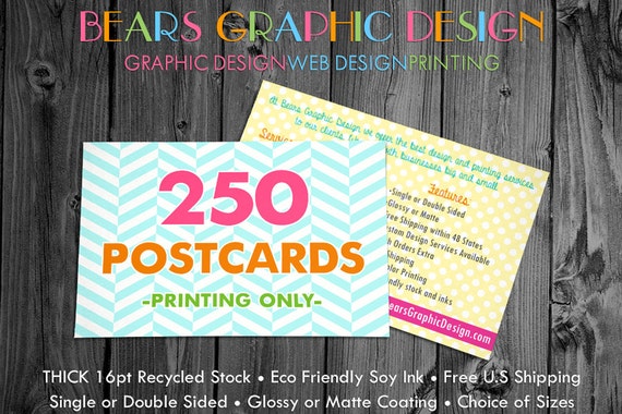 250 Eco-Friendly Printed Postcards: Full Color, Recycled Stock