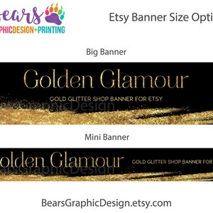 Glitzer Etsy Shop Grafik-Set mit Banner und Symbol, Modernes Glam-Design-Set, Kosmetik, Bad und Körper, Schmuckkünstler, großes oder Mini-Cover Bild 2