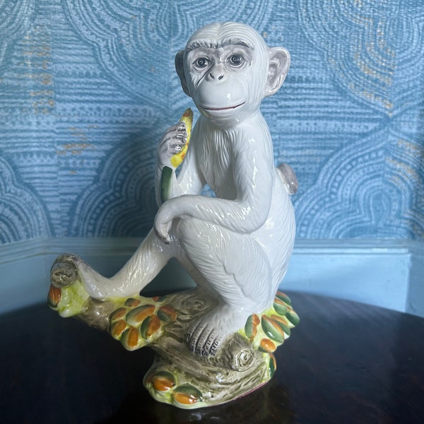 Ceramic Monkey Statue Hand Painted in Italy