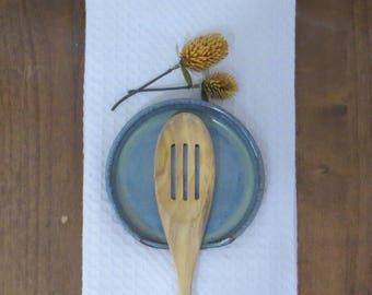 Spoon Rest - Handmade Stoneware Ceramic Pottery - Icy Blue