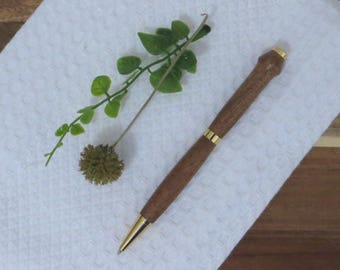 Ball Point Pen - Hand Turned Wood - Mesquite - Black Ink Cartridge