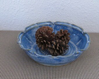 Serving Bowl - Handmade Stoneware Ceramic Pottery - Indigo Blue - 1-1/4 Quarts