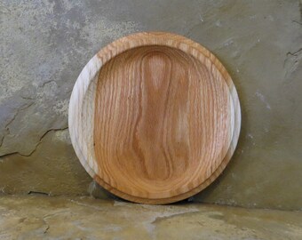 Wood Lunch or Snack Plate - White Oak Wood - 8-3/4" Diameter