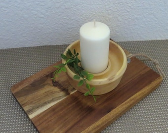 SALE - Cande Holder - Hand Turned Wood - Box Elder