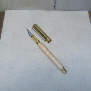 Wood Handled Hobby Razor Knife - Maple With Brass - Etsy