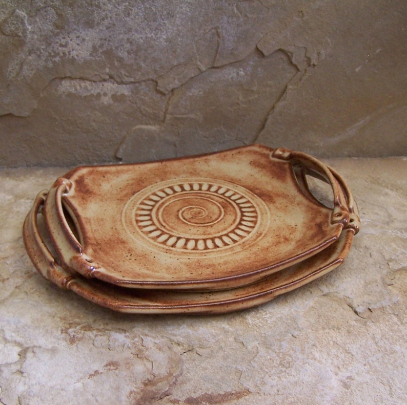 Shino Rust Handmade Stoneware Ceramic Pottery Serving Trays Etsy